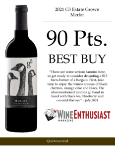 2021 G3 Merlot – 90 points, Wine Enthusiast – Accolade Sell Sheet