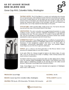 2020 G3 Red Blend – Fact Sheet