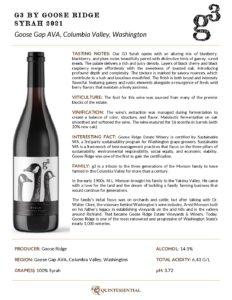 2021 G3 Syrah – Fact Sheet