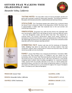 2023 Geyser Peak Walking Tree Chardonnay – Fact Sheet