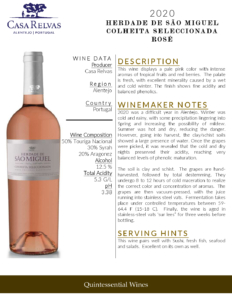 2020 Herdade de São Miguel Colheita Seleccionada Rosé – Fact Sheet