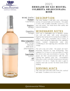 2021 Herdade de São Miguel Colheita Seleccionada Rosé – Fact Sheet