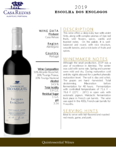 2019 Herdade de São Miguel Escolha dos Enologos Red Wine – Fact Sheet