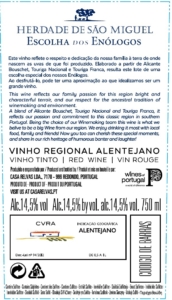 Herdade de São Miguel Escolha dos Enologos Red W – Back Label – Non-Vintageine