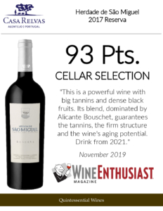 2017 Herdade de São Miguel Reserva – 93 points, Wine Enthusiast – Accolade Sell Sheet