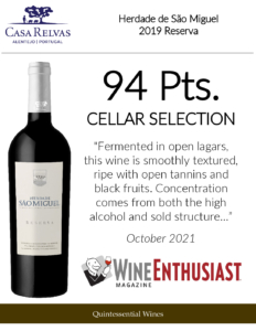2019 Herdade de São Miguel Reserva – 94 points, Wine Enthusiast – Accolade Sell Sheet