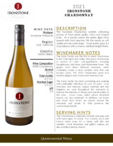 2021 Ironstone Chardonnay – Fact Sheet