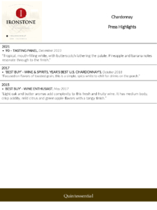 Ironstone Chardonnay – Press Highlights