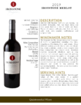 2019 Ironstone Merlot – Fact Sheet