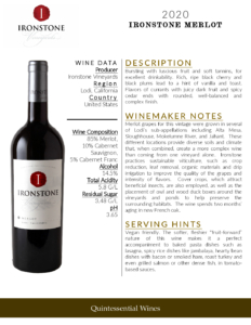 2020 Ironstone Merlot – Fact Sheet