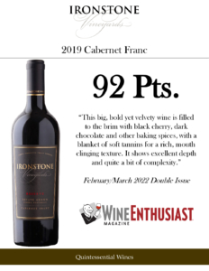 2019 Ironstone Reserve Cabernet Franc – Accolade Sell Sheet
