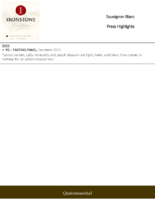 Ironstone Sauvignon Blanc – Press Highlights