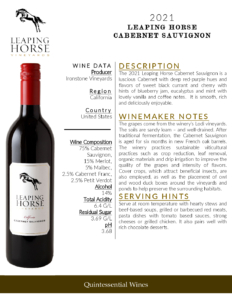2021 Leaping Horse Cabernet Sauvignon – Fact Sheet