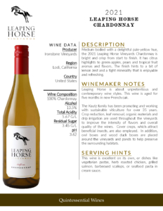 2021 Leaping Horse Chardonnay – Fact Sheet