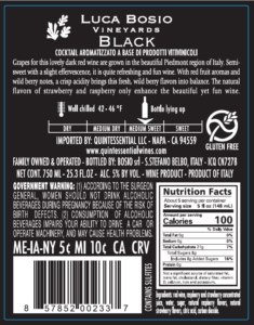 Luca Bosio Dark Black Semi Sweet – Back Label