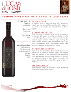 Luca Bosio Dark Black Semi Sweet – Fact Sheet