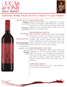 Luca Bosio Dark Red Semi Sweet – Fact Sheet