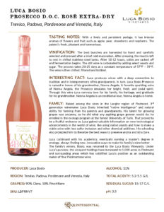 Luca Bosio Prosecco DOC Rosé Extra-Dry – Fact Sheet – 750mL