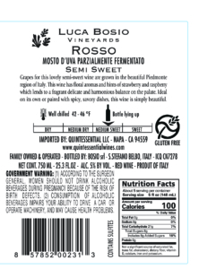 Luca Bosio Rosso Semi Sweet – Back Label