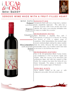 Luca Bosio Rosso Semi Sweet – Fact Sheet