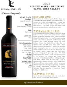 2018 Lucas & Lewellen Hidden Asset Red Wine – Fact Sheet