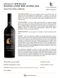 2020 Lucas & Lewellen Hidden Asset Red Wine – Fact Sheet
