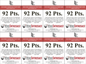 2019 Lucas & Lewellen Pinot Noir Goodchild High 9 – 92 points, Wine Enthusiast – Shelftalker