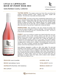 2022 Lucas & Lewellen Rosé of Pinot Noir – Fact Sheet
