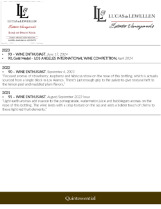 Lucas & Lewellen Rosé of Pinot Noir – Press Highlights