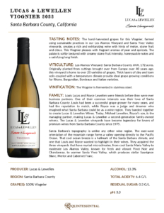 2022 Lucas & Lewellen Viognier – Fact Sheet