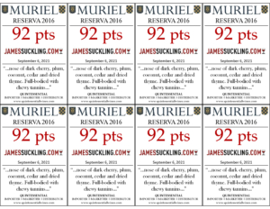 2016 Muriel Reserva – 92 points, James Suckling – Accolade Sell Sheet