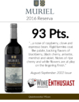 2016 Muriel Reserva – 93 points, Wine Enthusiast – Accolade Sell Sheet