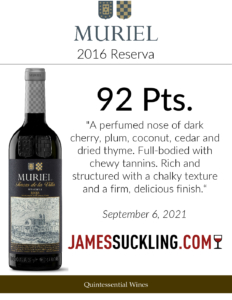2017 Muriel Reserva – 92 points, James Suckling – Accolade Sell Sheet