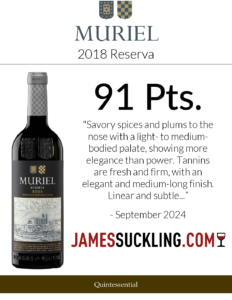 2018 Muriel Reserva – 91 points, James Suckling – Accolade Sell Sheet