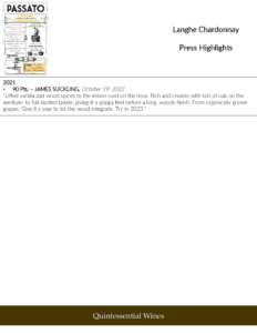 Passato Organic Langhe Chardonnay – Press Highlights