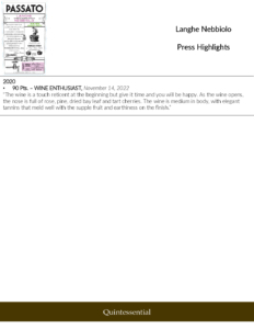 Passato Langhe Nebbiolo, Made with Organic Grapes – Accolade Sell Sheet