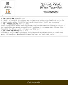 Quinta do Vallado 10 year Old Tawny – Press Highlights