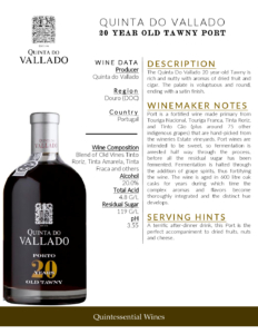 Quinta do Vallado 20 year Old Tawny – Fact Sheet