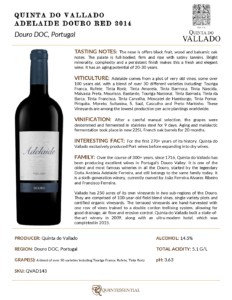 2014 Quinta do Vallado Adelaide Douro Red – Fact Sheet