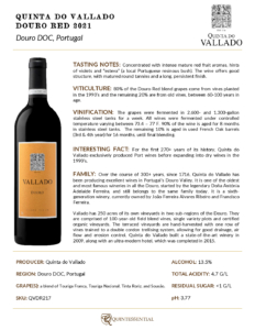 2021 Quinta do Vallado Douro Red – Fact Sheet