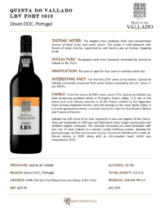 2019 Quinta do Vallado LBV Port – Fact Sheet