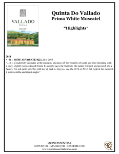 Quinta do Vallado Prima Moscatel – Press Highlights