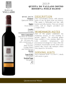 2019 Quinta do Vallado Reserva Red Field Blend – Fact Sheet