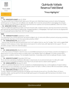 Quinta do Vallado Reserva Red Field Blend – Press Highlights