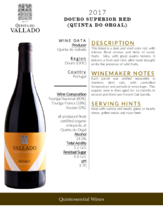 2017 Quinta do Vallado Superior Douro Red – Fact Sheet