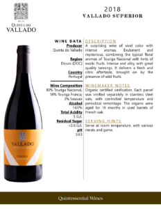 2018 Quinta do Vallado Superior Douro Red – Fact Sheet