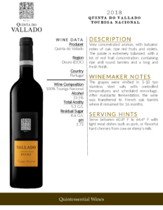2018 Quinta do Vallado Touriga Nacional – Fact Sheet