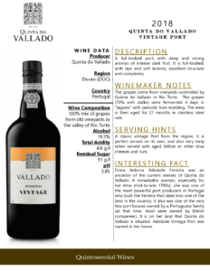 2018 Quinta do Vallado Vintage Port – Fact Sheet