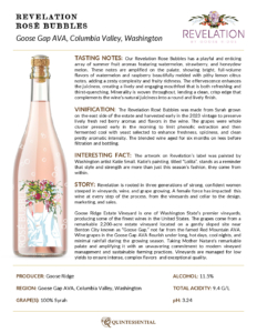 Revelation Rosé Bubbles – Fact Sheets