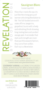 Revelation Sauvignon Blanc – Back Label – Non-Vintage